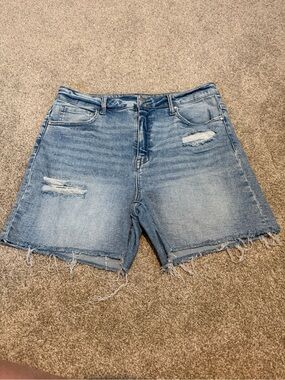 Risen Distressed Light Blue Denim Cutoff Shorts